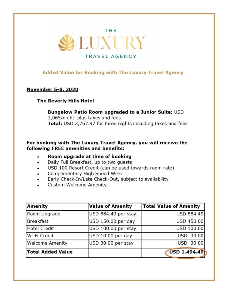 Added value of working with The Luxury Travel Agency.