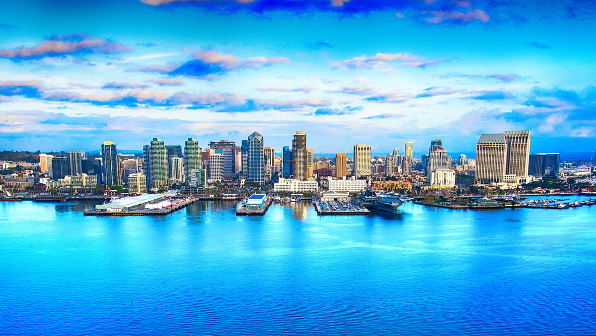 San Diego California skyline from the bay