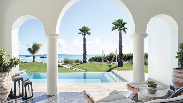 Private beachfront villa at Belmond Cap Juluca in Anguilla with pool and direct ocean views