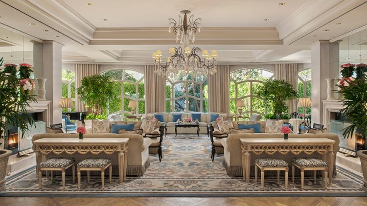 Elegant living room at The Peninsula Hotel