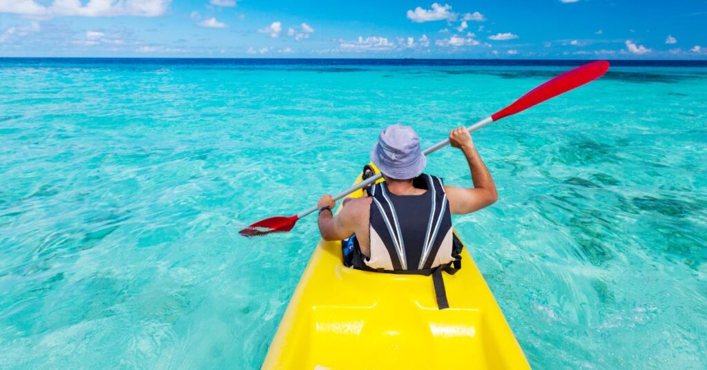 Kayaking water activity in maldives