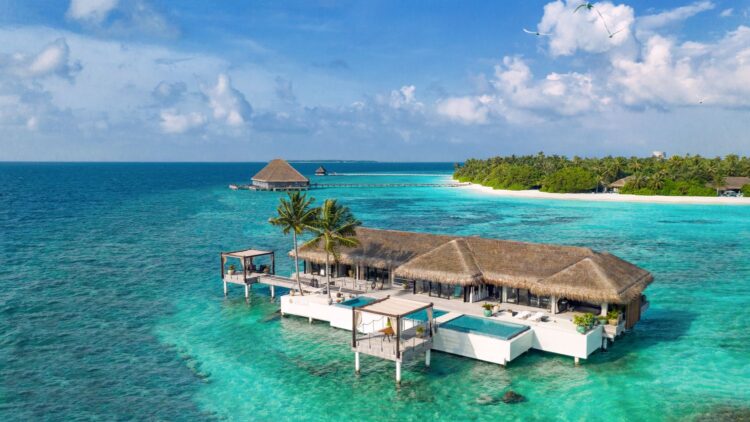 Velaa Private Island, one of the best hotels in Maldives, featuring ultra-luxury villas and private pools over turquoise waters