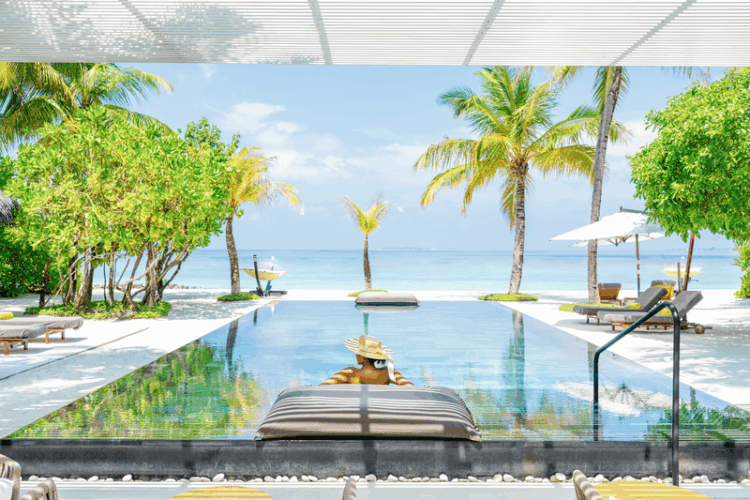 infinity pool overlooking the ocean at Cheval Blanc Randheli Maldives