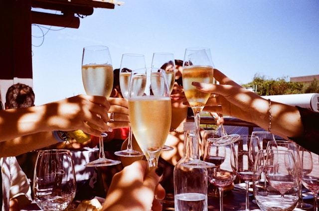 Friends sharing a Champagne toast.