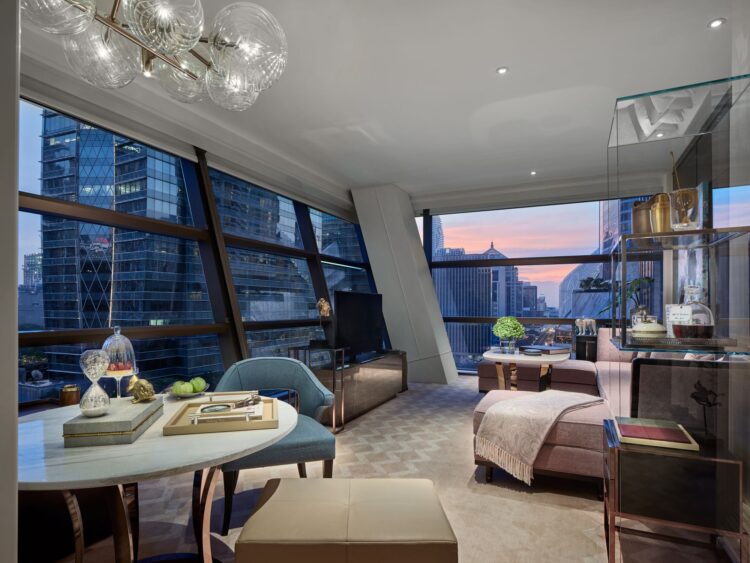 Rosewood Bangkok, by Rosewood Hotels and Resorts, luxury hotel suite with city skyline views