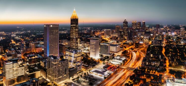 Atlanta Georgia skyline at dusk — luxury family fun city vacation in the American South