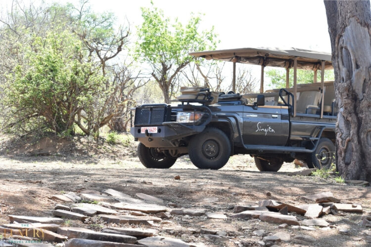 Luxury safari vehicle at Singita lodge in South Africa, ready for a private game drive