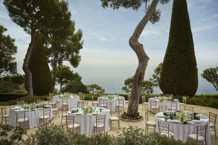 Private celebration dinner above the sea at Grand-Hotel du Cap-Ferrat, A Four Seasons Hotel, arranged through family office travel