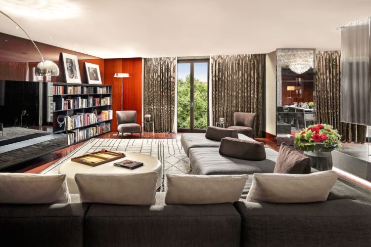 Contemporary suite at Bulgari Hotel London with spacious living area and modern design