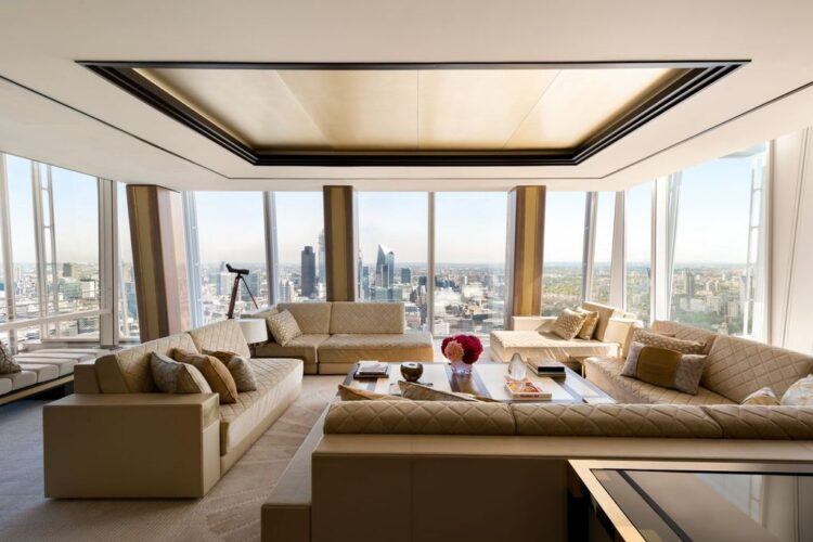 Panoramic suite at Shangri-La The Shard London with floor-to-ceiling windows and skyline views
