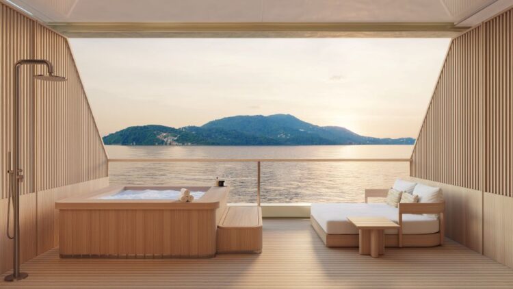 Aman at Sea private bath with ocean view and open-air design
