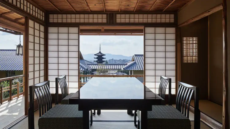 Refined cultural dining experience at Park Hyatt Kyoto overlooking historic temple views highlighting Hyatt Privé benefits experience
