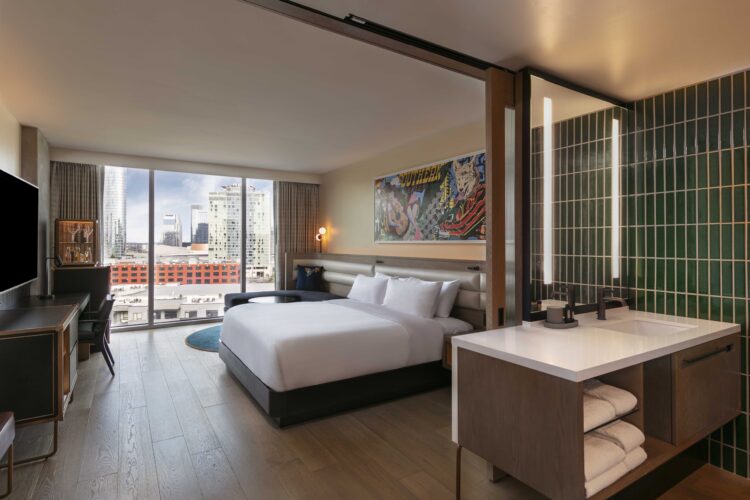 modern guest room at W Nashville hotel