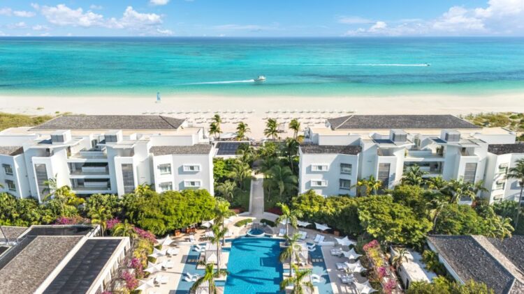 Aerial view of Wymara Resort and Villas on Grace Bay 