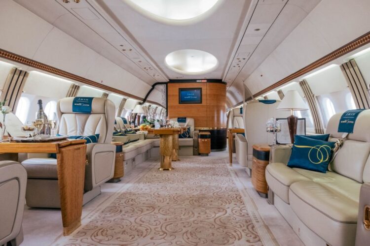 aman jet expeditions private jet interior