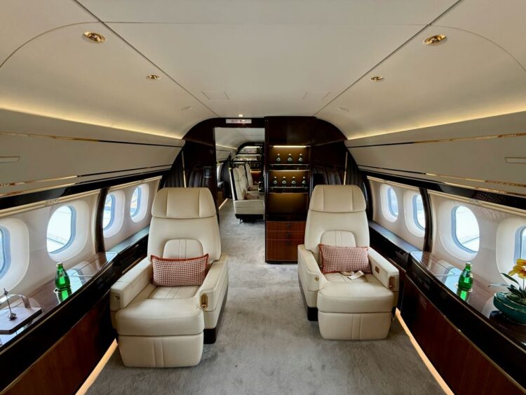 luxury bespoke private jet interior seating