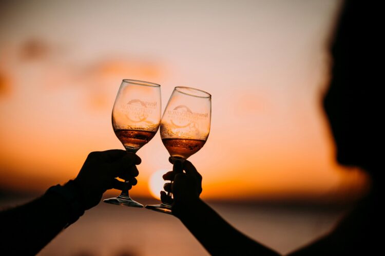 Romantic private terrace at sunset