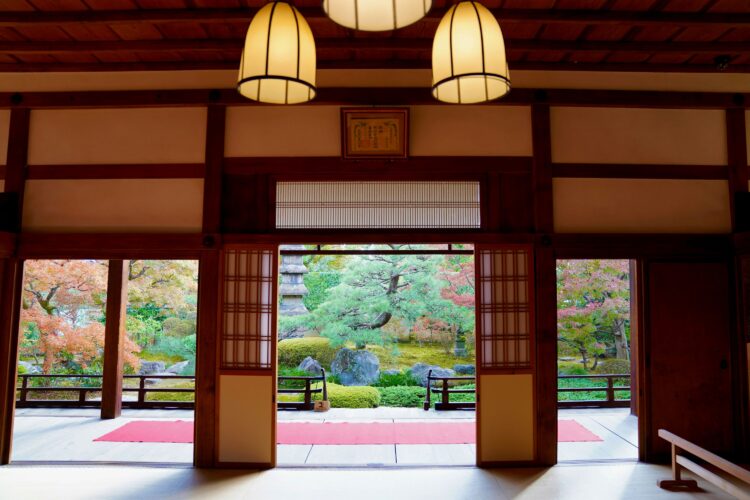 Traditional Japanese ryokan garden during a luxury retirement trip in Japan