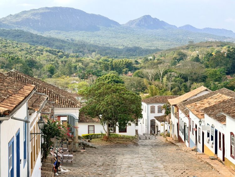 Historic colonial street in Tiradentes, Minas Gerais, Brazil